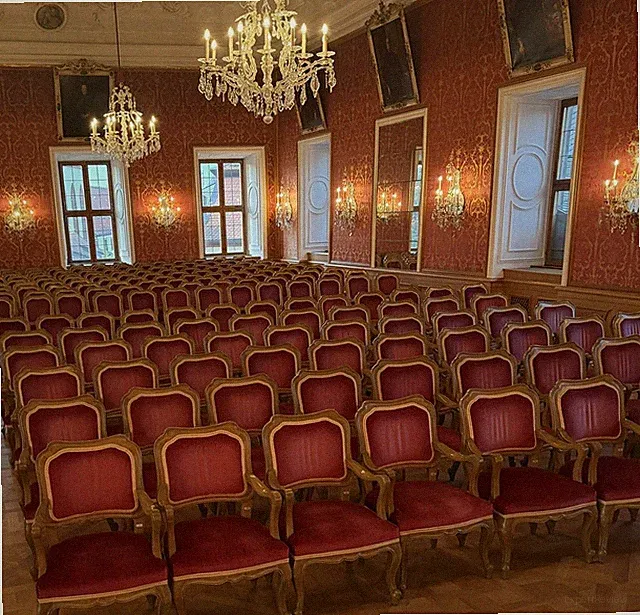 Stadtschloß Fulda Fürstensaal Bestuhlung Stuhl franz. Louis XV-Stil Samtstoff