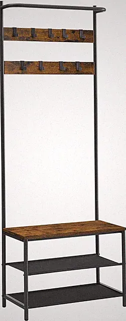 Standgarderobe HSR411B01 mit Sitz in rustikalem Braun