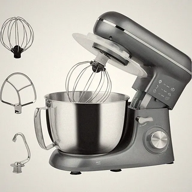 Standmixer 1300W Silber 4,5L Edelstahlschüssel 6 Geschwindigkeiten Neigekopf + PulseGuard