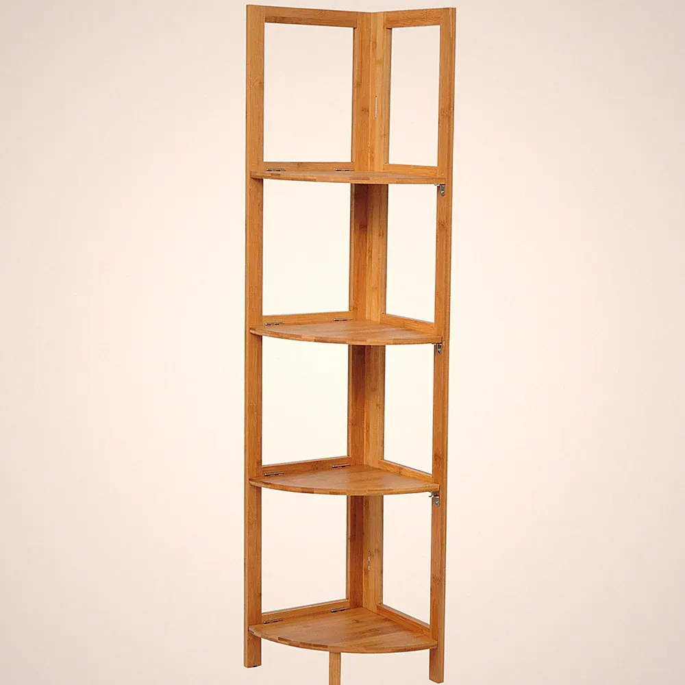 Standregal 4 Etagen Eckregal Bambus Regal Bücherregal Badregal Holz RG9254br