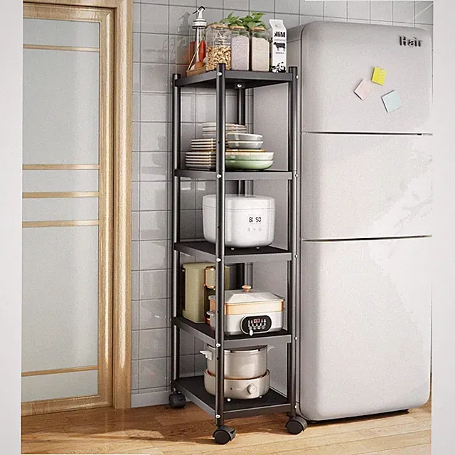 Standregal 5 Etagen Metallregal schwarz Küchenregal Lagerregal Rollen