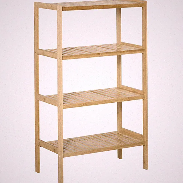 Standregal Bücherregal 4-stufiges Bambusregal Büroregal Lagerregal Refurbished