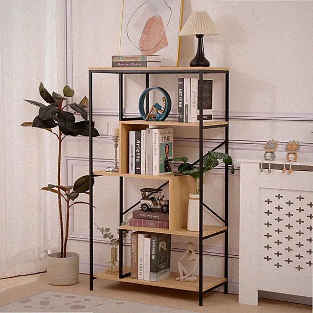 Standregal Bücherregal Industrie Holz Metall Regal 75x35x133 cm Deko Büro Regal