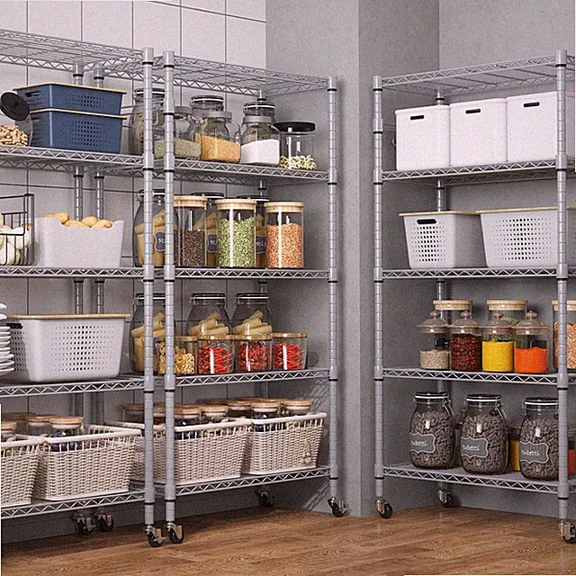 Standregal Lagerregal Metall Regal 5 Etagen Bücherregal Küchenregal mit Rollen
