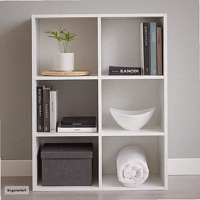 Standregal Weiß 6 Fächer 60 x 90 x 30 cm Raumteiler 6 Regalfächer HTI-Living