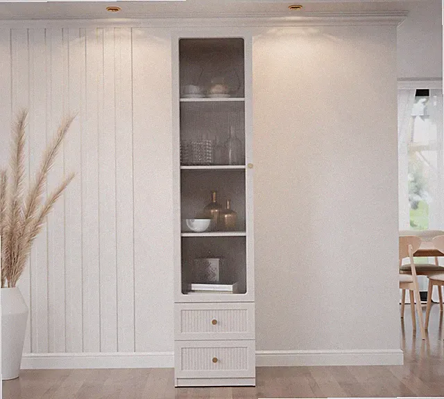 Standvitrine Boniko 1D2SZ Vitrine, Schubladen, Glasvitrine Kollektion M24