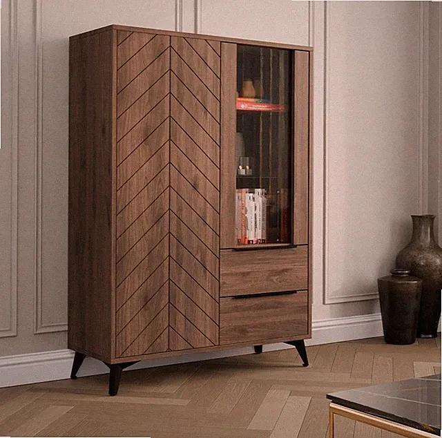 Standvitrine Hroba Bis 2D2SZ mit Schubladen Vitrinenschrank Kollektion M24