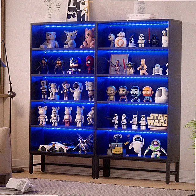 Standvitrine mit LED,178 * 30 * 90cm Vitrinenschrank,Vitrine für Wohnzimmer Büro
