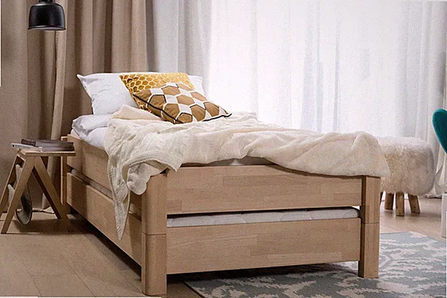 Stapelbett 100x200 Buche natur geölt Einzelbett Kinderbett Jugendbett Gästebett