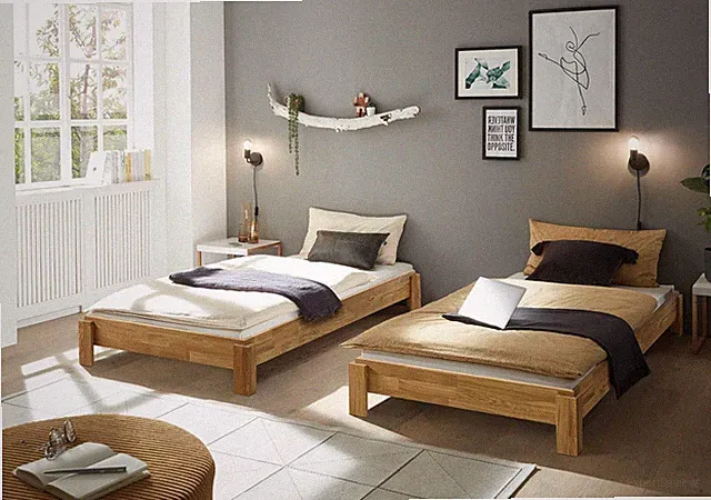 Stapelbett Einzelbett 90x200cm Massivholz Eiche geölt Wildeiche massiv NEU OVP!!