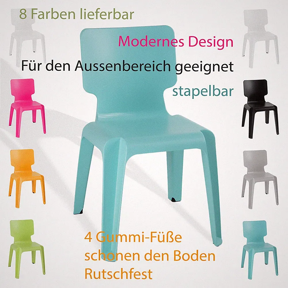 Stapelstuhl, Kunststoff Stuhl Stapelbar Gartenstuhl Wait robust versch.Farben