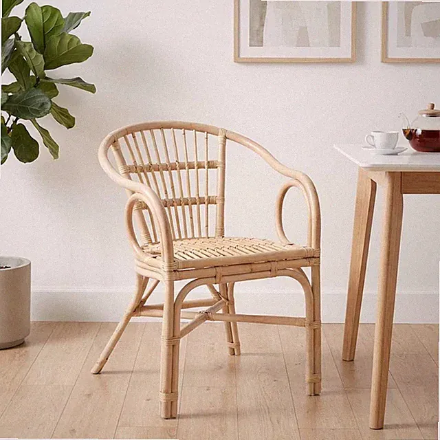 Stapelstuhl Natur Rattan 58x60x81cm Atmungsaktiv Indoor Esszimmer Sitz 110kg Öko