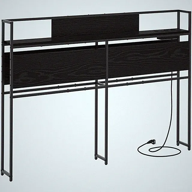Stauraum Kopfteil Schwarz Eichen Optik 120 cm mit Ladestation und Regalen Holz