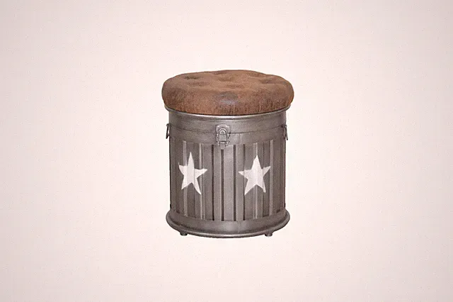 Stauraum-Sitzhocker silber Metall Industrie Look Hockerbank industrial design