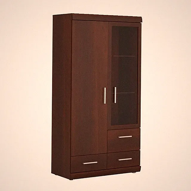 Stauraumschank IMPERIAL Vitrinenschrank 80x38x152cm Nussbaum Imperial