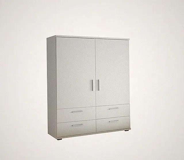 Stauraumschrank Adeline 2 Schübe 2 Böden Kleiderstange Weiß 120x140x38 cm