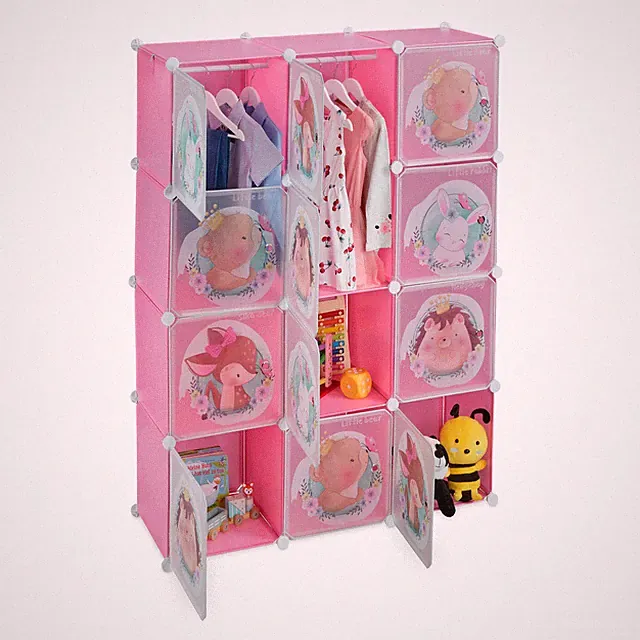 Steckregal kinder Kinderkleiderschrank Würfelregal für das Kinderzimmer rosa