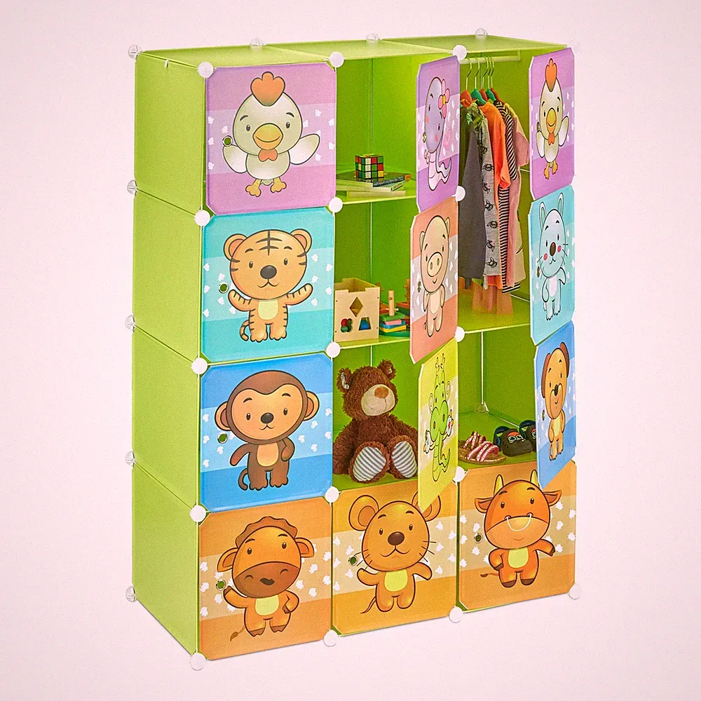 Steckregal kinderzimmer Kunststoff Kleiderschrank Buntes Regalsystem 10 Fächer