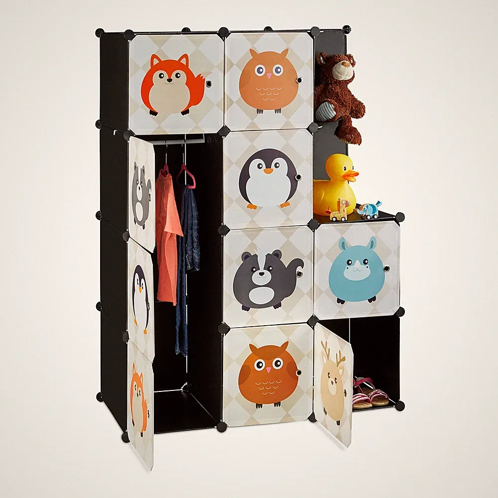 Steckregal kinderzimmer Kunststoff Kleiderschrank Regalsystem mit Tiermotiven