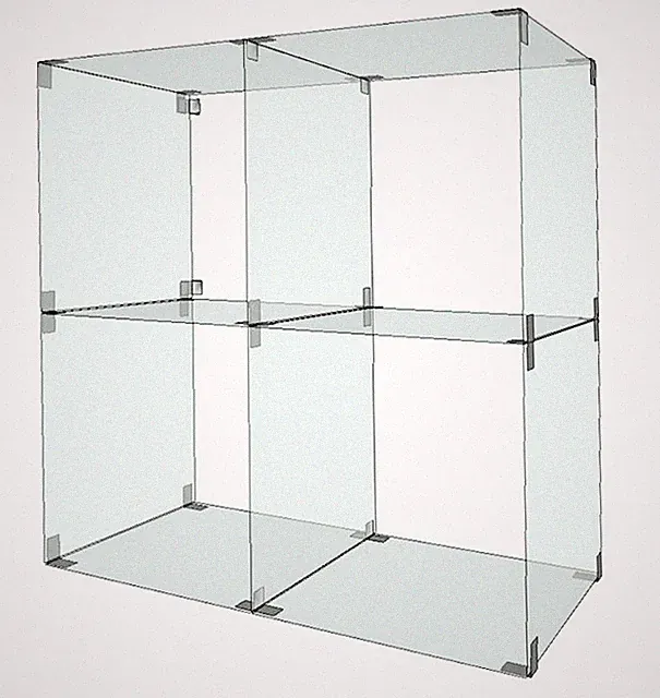 Steckvitrine "Würfel" 4 Fächer Glassteckvitrine Glasregal Sicherheitsglas