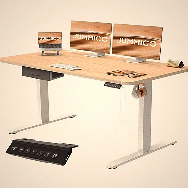 Stehschreibtisch Höhenverstellbar Computertisch Bürotisch 140x70 Stauraum Memory