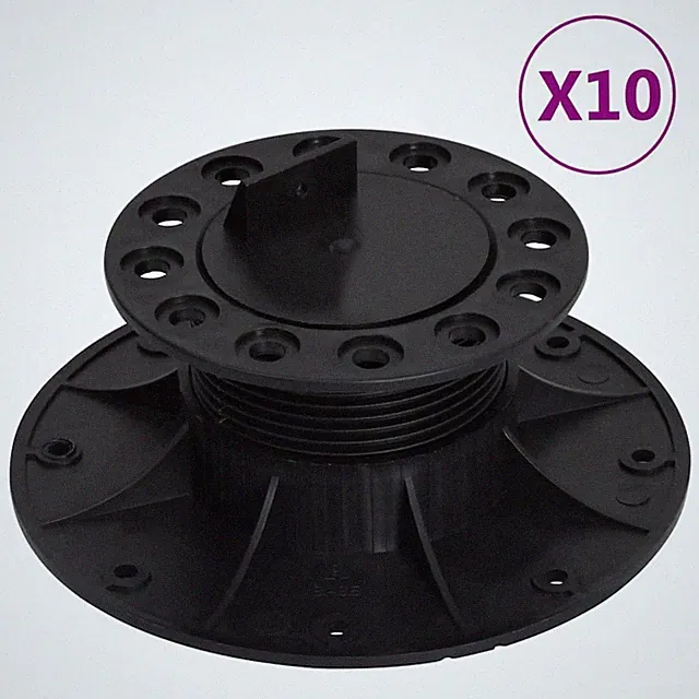 Stellfüße 10 Stück schwarz Polypropylen Terrassendielen Pack 14,8 cm oben 19,8 cm 20-30 mm