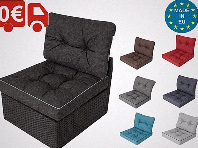 Steppkissen Polster Set für Rattan Lounge Sitz- & Rückenkissen Outdoor/Indoor