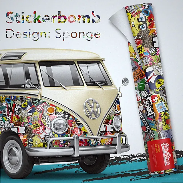 Stickerbomb Auto-Folie Car-Wrapping Logos & Marken, Design: Sponge Matt & Glanz