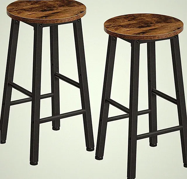 Stilvolle Barhocker im 2er-Set, Industrieller Look, Vintagebraun-Schwarz