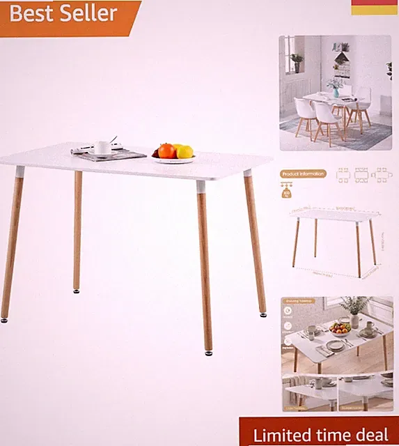 Stilvoller Rechteckiger Tisch für Esszimmer, Skandinavisches Design, 110 x 70 cm