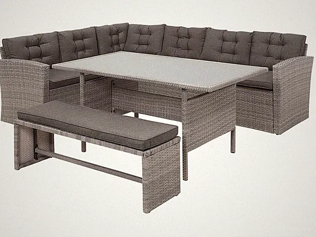 Stilvolles Gartenmöbelset Ecksofa Tisch Bank Rattan grau Viterbro