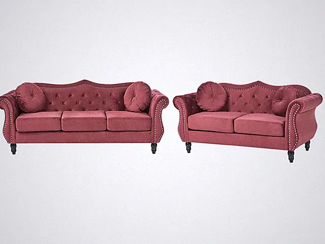 Stilvolles und elegantes 5-Sitzer Sofa Set in Burgunderrot SKIEN
