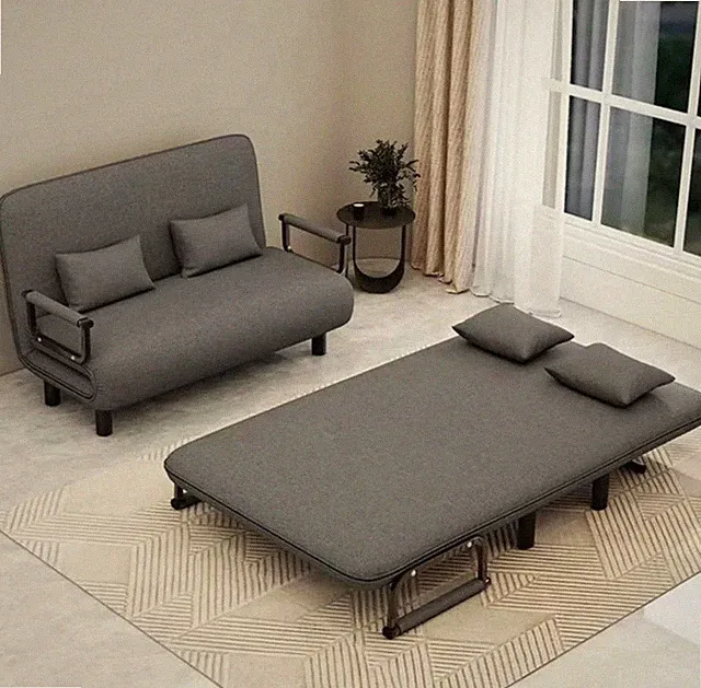 Stoff Schlafsofa Ausklappbar Sofabett Gästebett 2-Sitzer Wohnzimmer