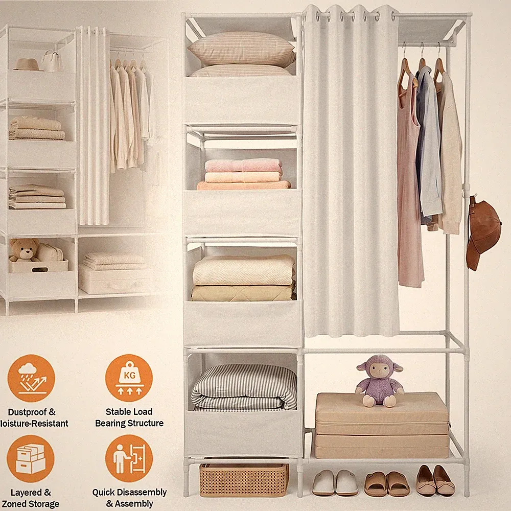 Stoff Schlafzimmer Kleiderschrank Regale Kleidung Aufbewahrung Schrank Einheit