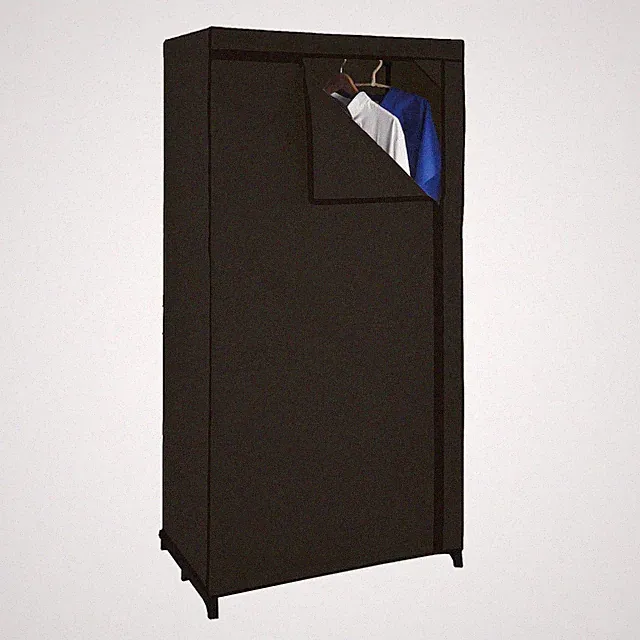 Stoff Schrank 150cm m. Kleiderstange - schwarz - Garderoben Kleider Aufbewahrung