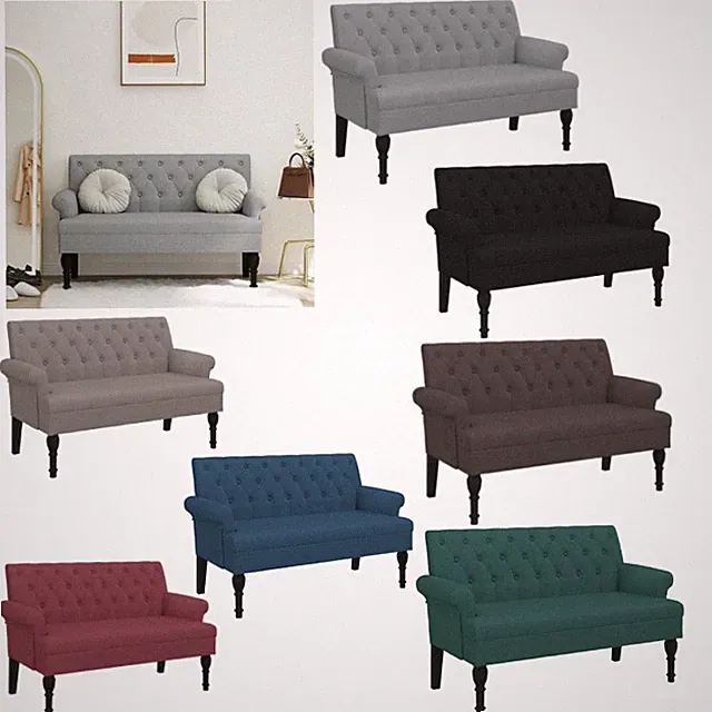 Stoff Sitzbank Rückenlehne Polsterbank Bettbank Flurbank Bank 120x62x75,5 cm