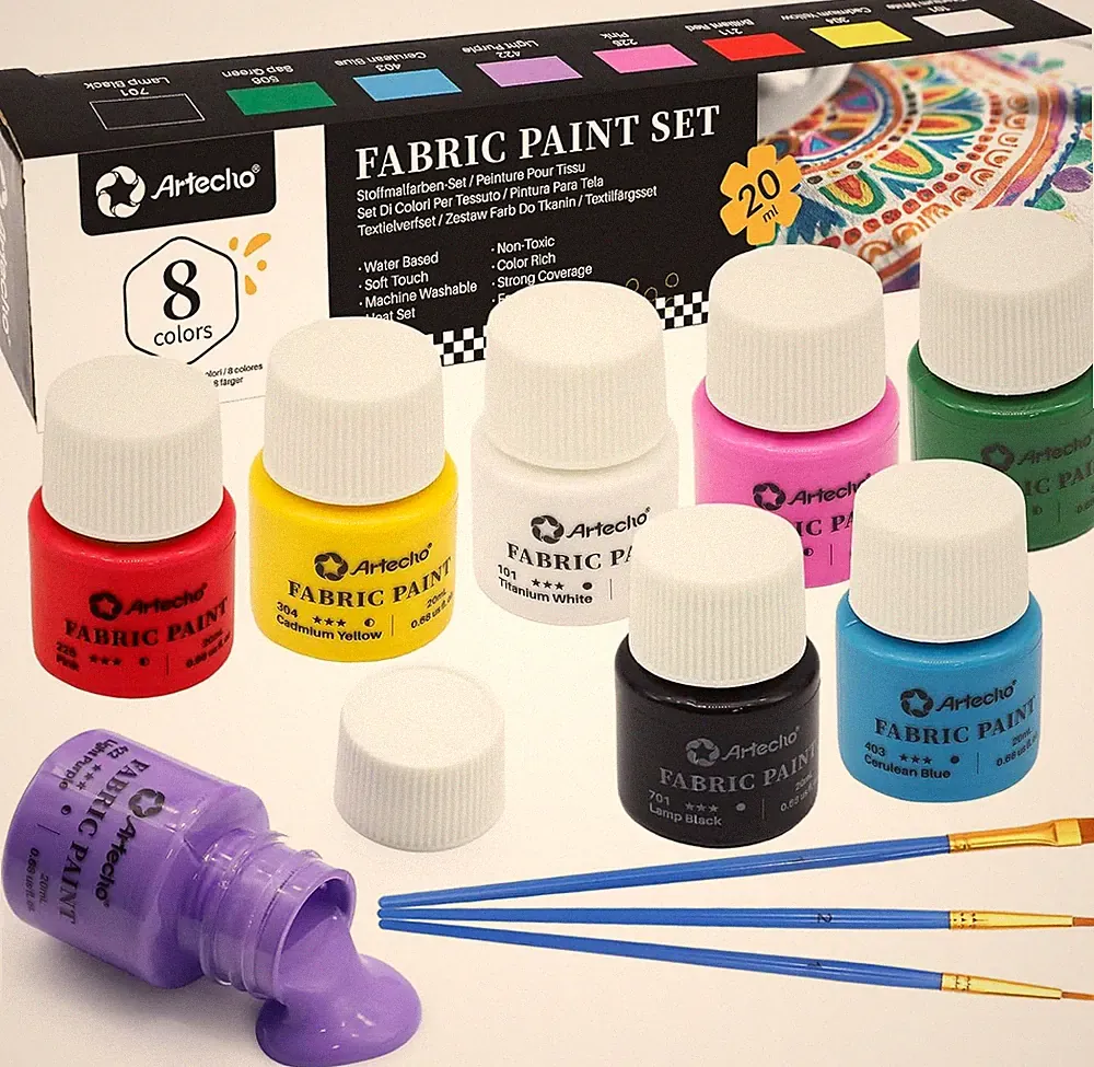 Stofffarbe Set 8 Farben für Kleidung Möbel Permanent Waschbar kreative Bastelide