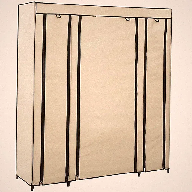 Stoffschrank Faltschrank Kleiderschrank Campingschrank Grau/Creme vidaXL