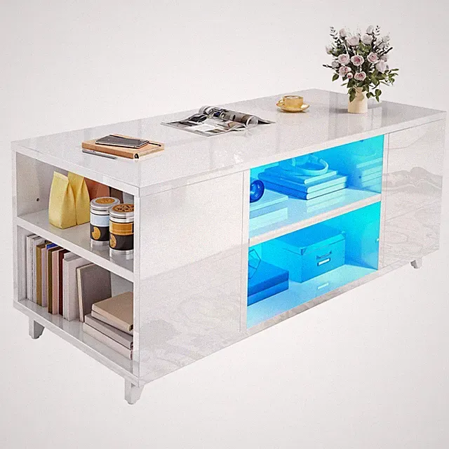 Stolik YITAHOME Tisch Weiß moderner LED 16 Farben 97x48x45 cm