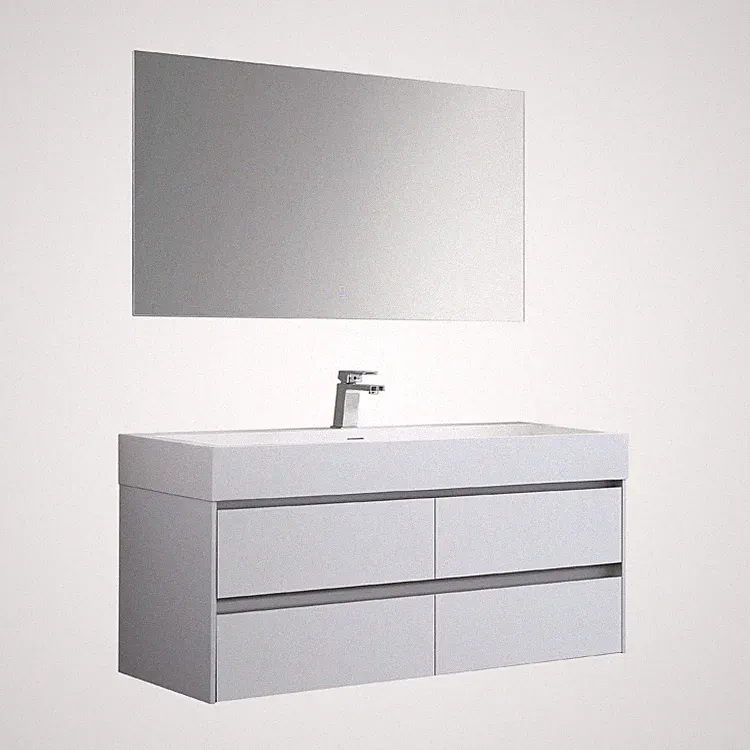 STONEART Badmöbel-Set Mailand ML-1200, weiß matt, 120x48cm Unterschrank Spiegel