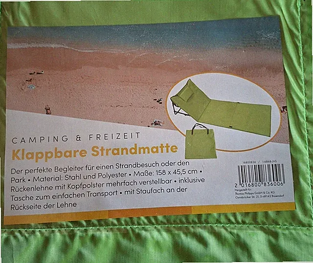 STRANDMATTE Strandstuhl Rückenlehne Mit Kissen und Taschen -4 STUCK NEUFERTIG