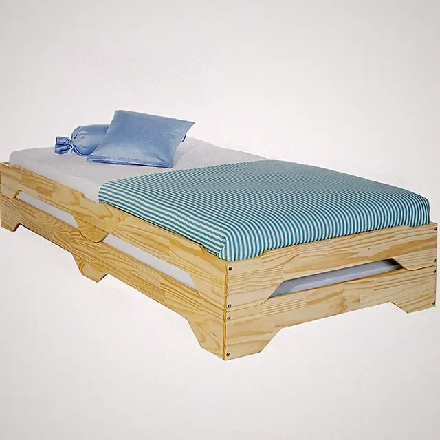 Strapelbett Gästebett Stapelliege Massivholzbett Set 2 Stück Kiefer massiv Bett