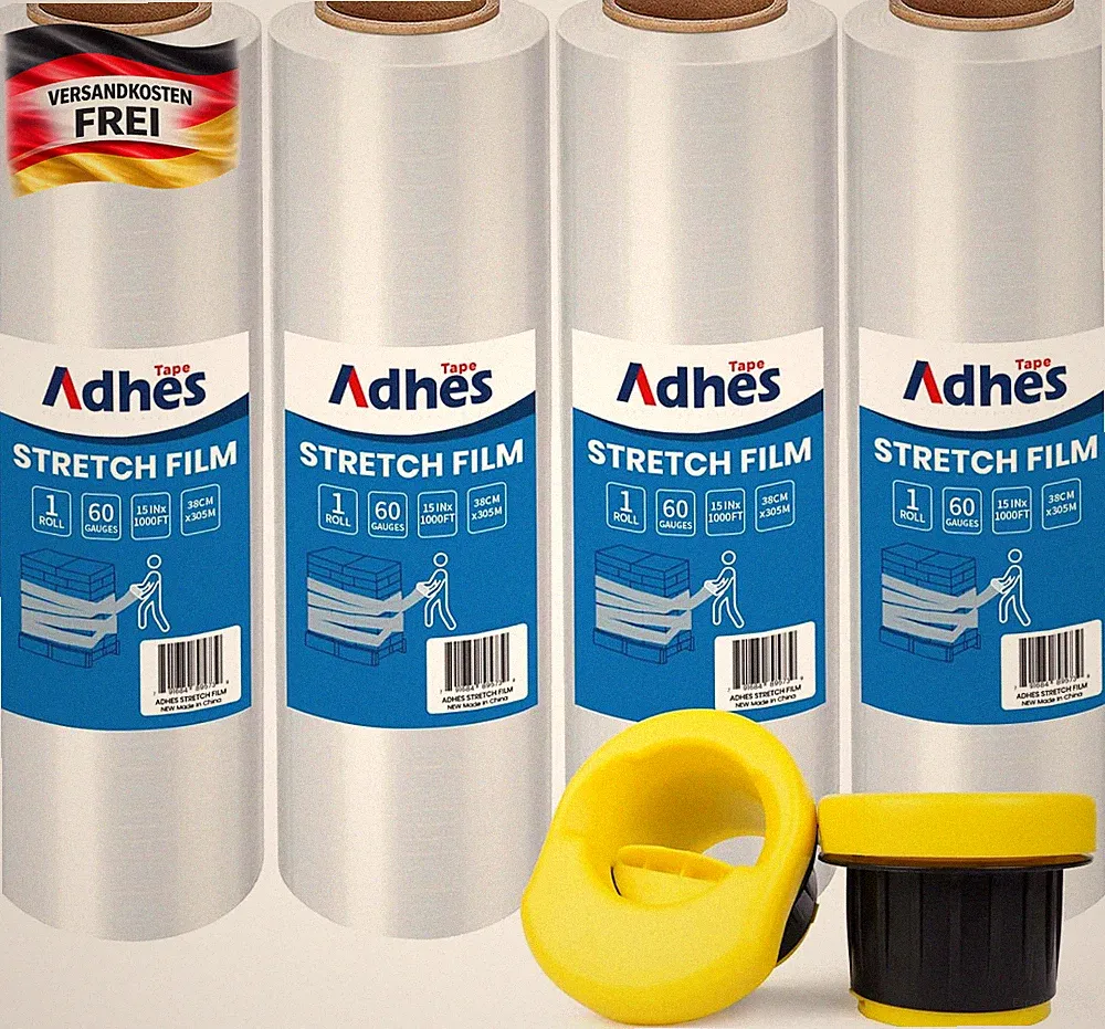 Strechfolie für Möbel Paletten Verpackung transparent 380mm x 305m 60 Gauge