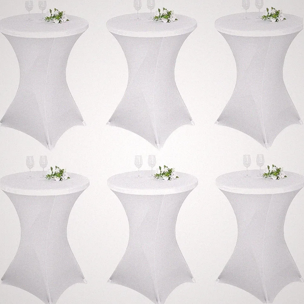 Stretch Tischhusse Bistrotisch 6er-Set Husse weiß rund 70-75 cm Möbel