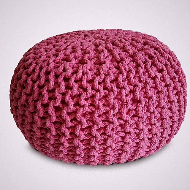 Strickhocker Pouf Ø45 o. 55cm Bodenkissen Sitzpouf XXL Baumwolle recycelt