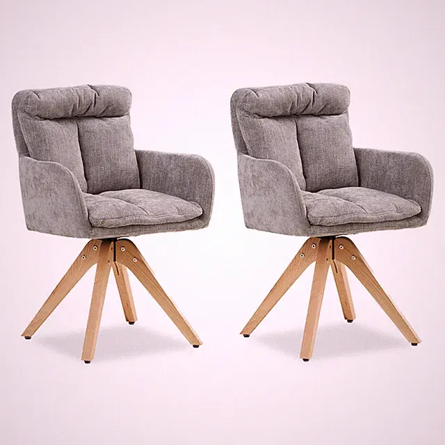 Stühle Esszimmer 2er Set Polsterstühle Armlehne Sessel Drehbar Grau Homestyle4u