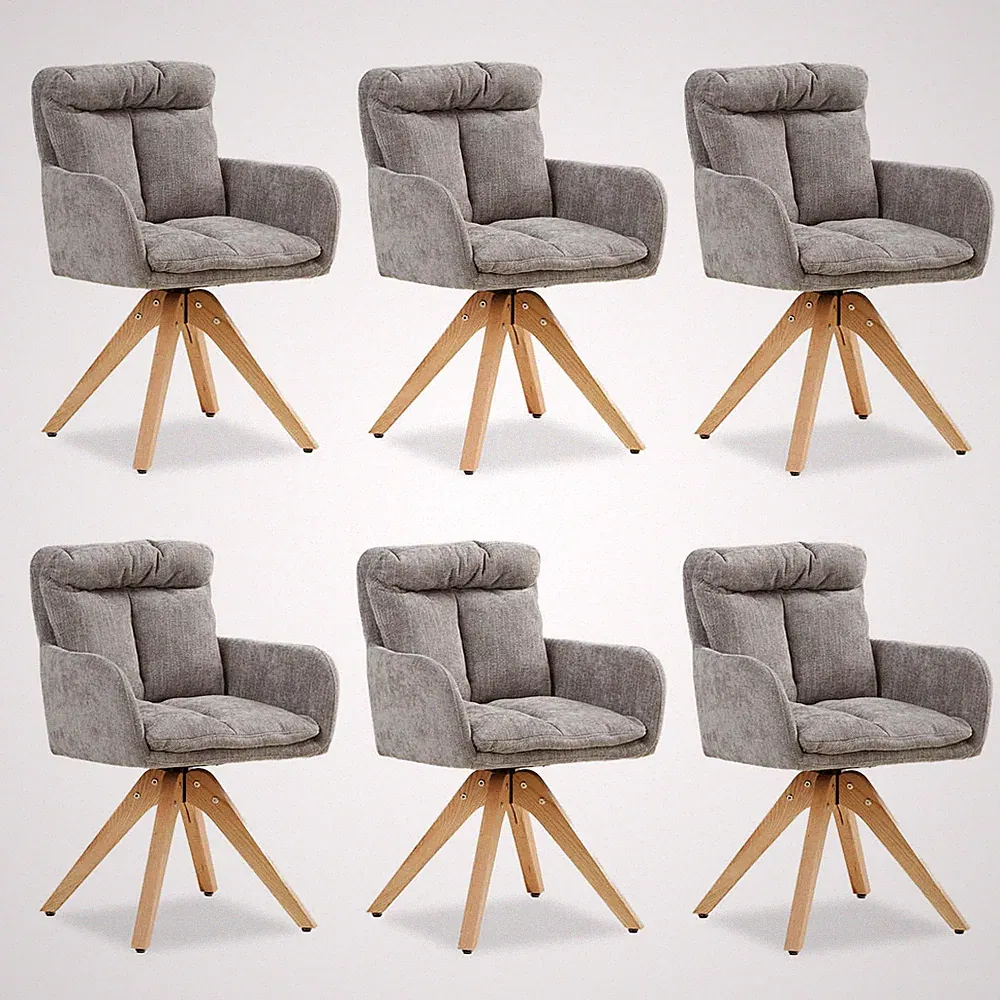 Stühle Esszimmer 6er Set Polsterstühle Armlehne Sessel Drehbar Grau Homestyle4u