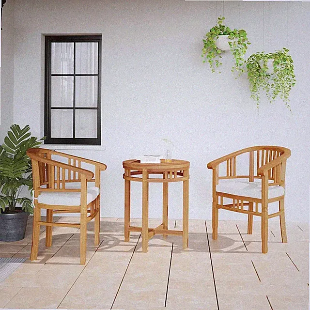 Stuhl 2 pcs Braun Massivholz Teak Gartenstuhl Rustikaler Sessel vidaXL