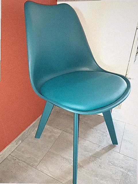 stuhl 6-er Set neu unbenutzt Farbe petrol, Acryl-Schale, gepolstert, Lederlook