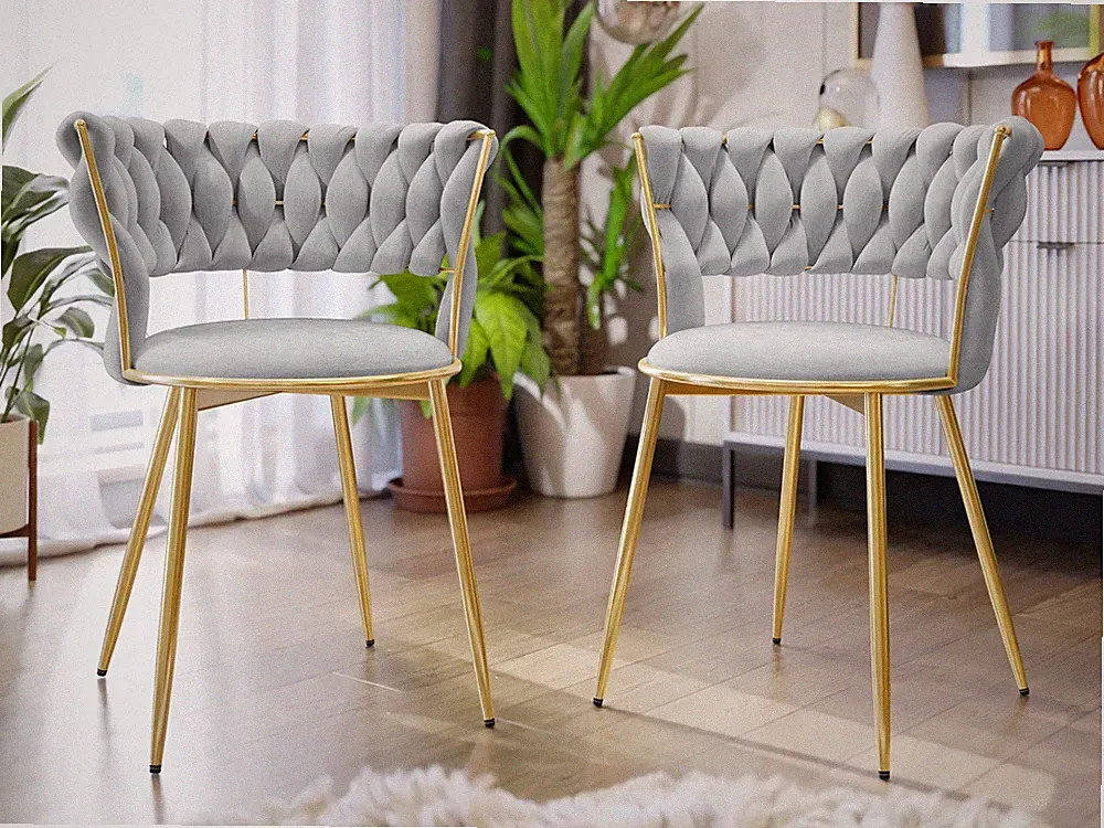 Stuhl Archie DC-1141 (2er-Set) Gold Moderner Polsterstuhl Esszimmer, Büro PR M24